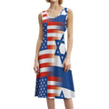Robe longue maxi sans manches décontractée et amusante pour femme, avec drapeau USA-Israël.